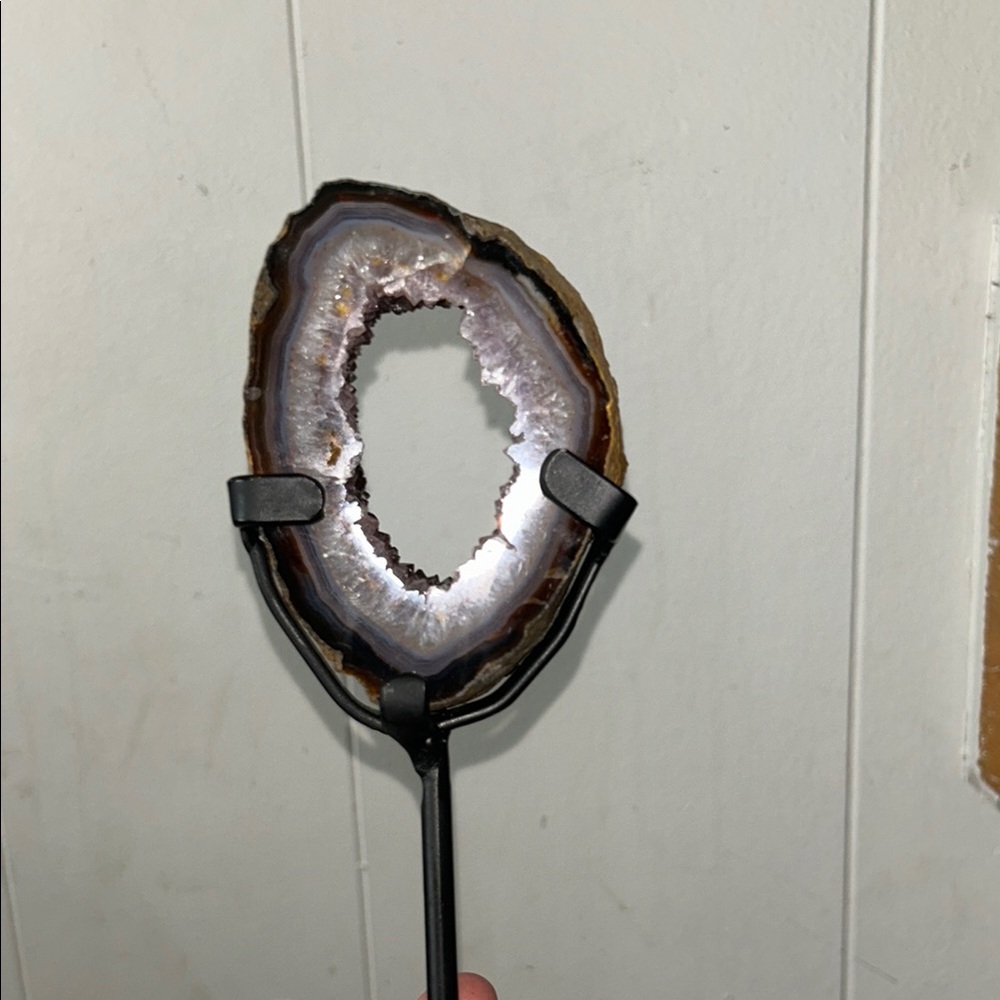 Natural Agate Geode Portal on Stand